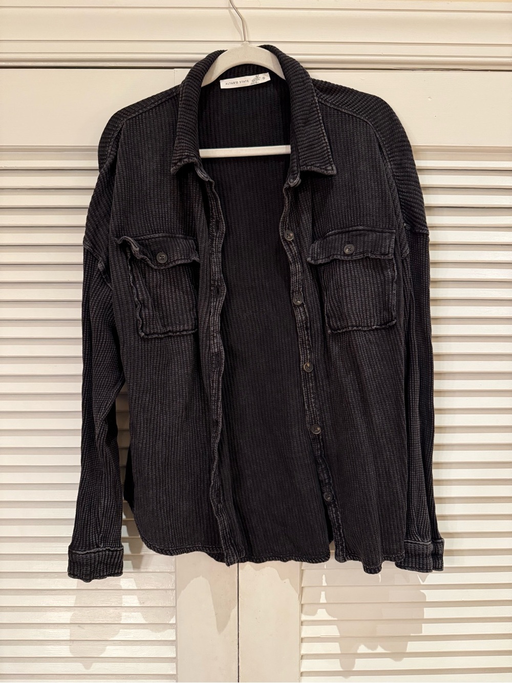 Altar'd State Black Waffle Knit Shacket